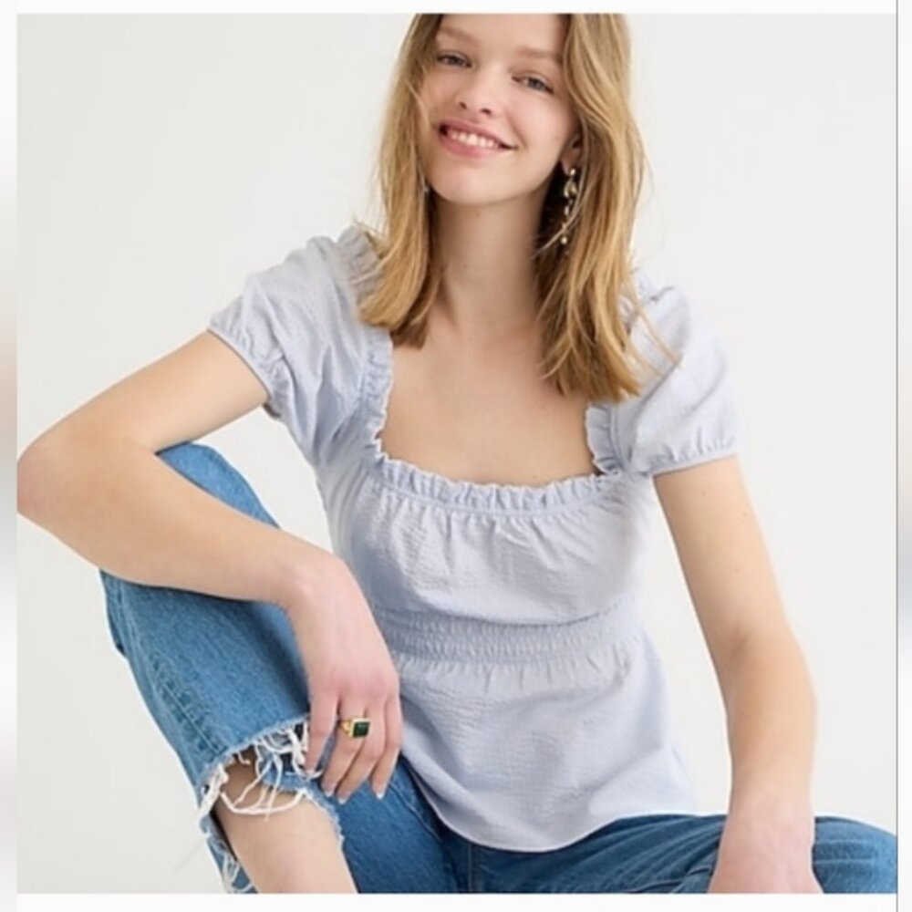J.crew seersucker smocked top